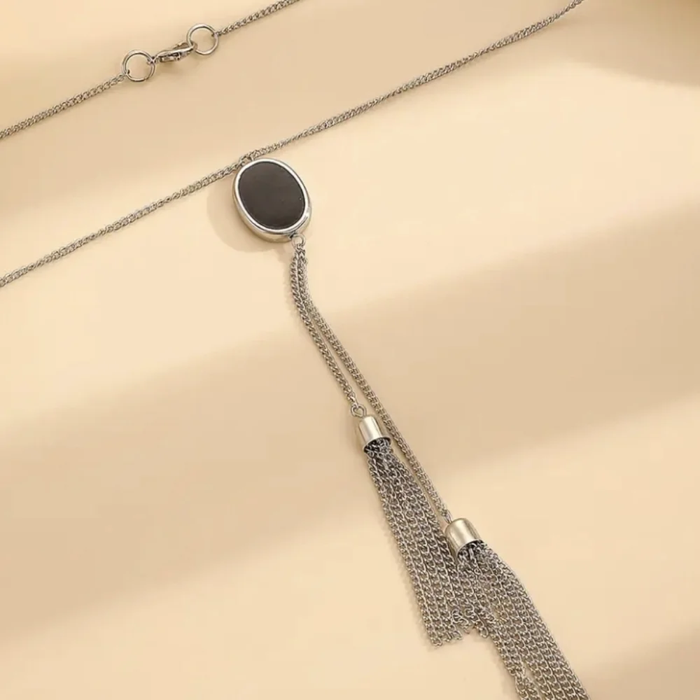Long Tassel Necklace Silver